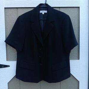 Jones Studio Separates Black Short Sleeve Poly Blazer 18W